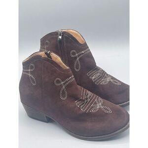 ROSY Coffee‎ Stitch Detail Cowboy Ankle Boot Size 36